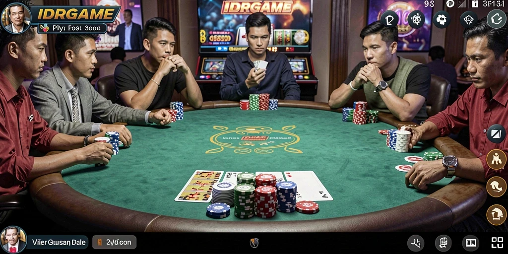 Tampilan screenshot gameplay IDRGAME menampilkan keseruan bermain Poker.