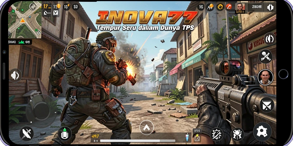 Tampilan gameplay TPS yang mendebarkan dalam INOVA77.