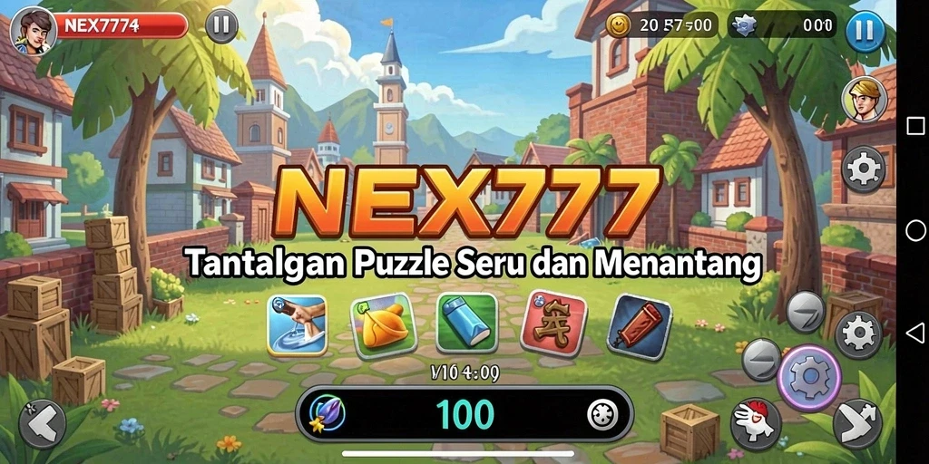 Screenshot NEX777 menampilkan gameplay seru dengan potongan puzzle yang berwarna-warni.