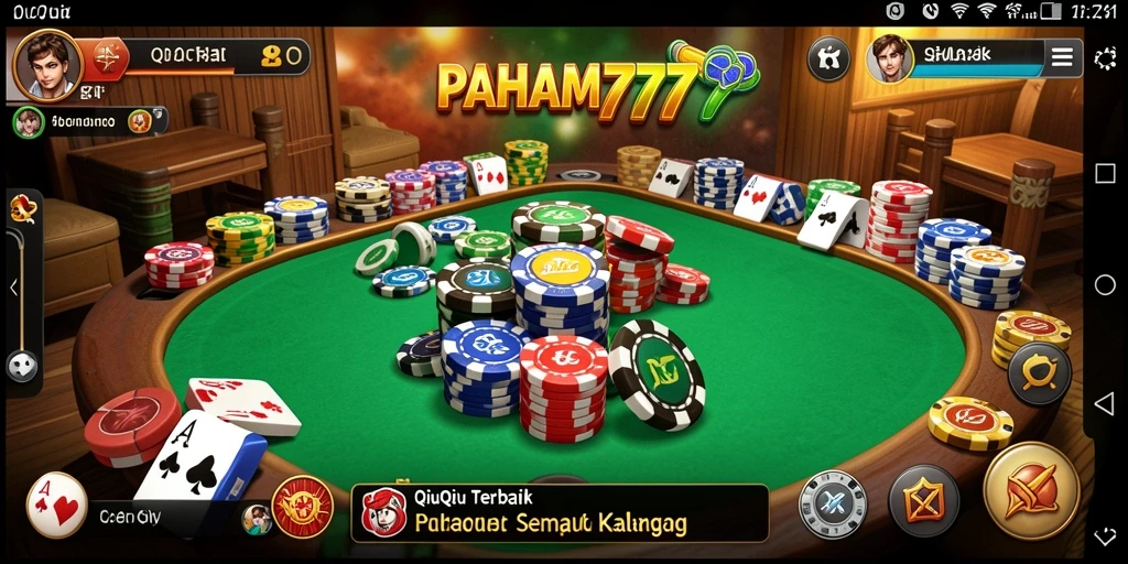 Tampilan menarik PAHAM777 saat bermain QiuQiu secara daring.