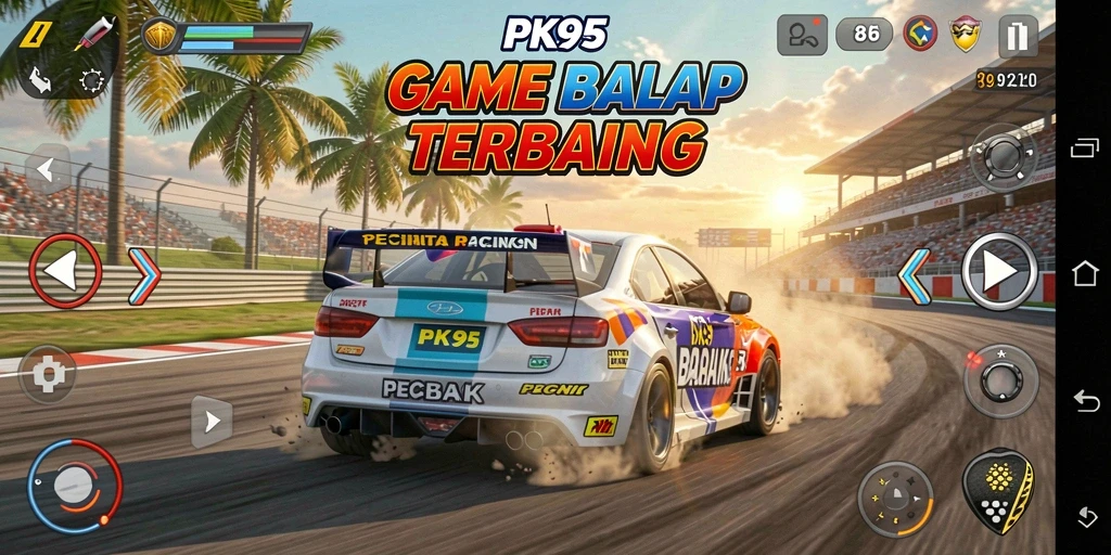 Screenshot PK95 menunjukkan aksi balap yang mendebarkan dan intens.