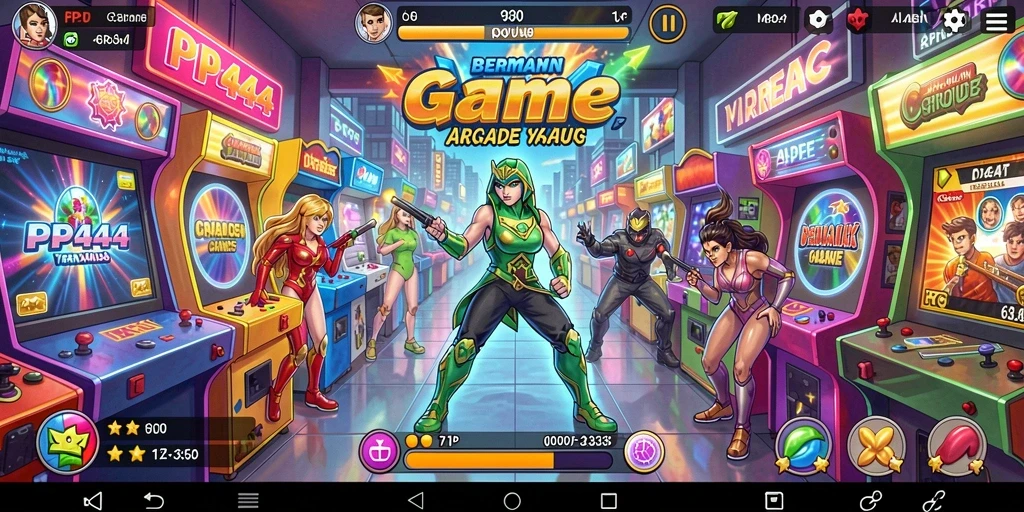 Screenshot utama PP444 menampilkan aksi gameplay Arcade yang seru dan menantang.