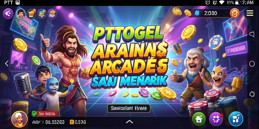 Tampilan permainan arcade PTTOGEL yang penuh warna dan seru.
