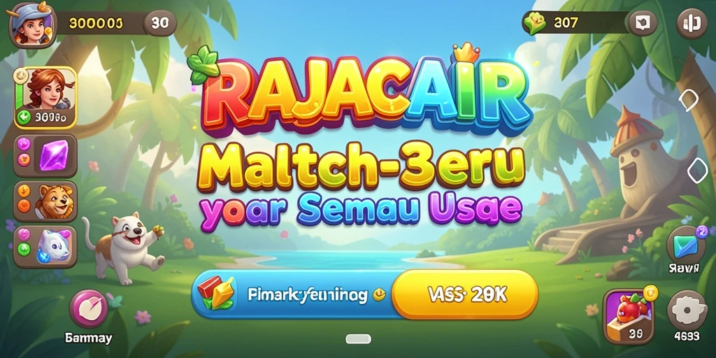 Tampilan gameplay RAJACAIR yang menarik dengan berbagai permata berwarna-warni.