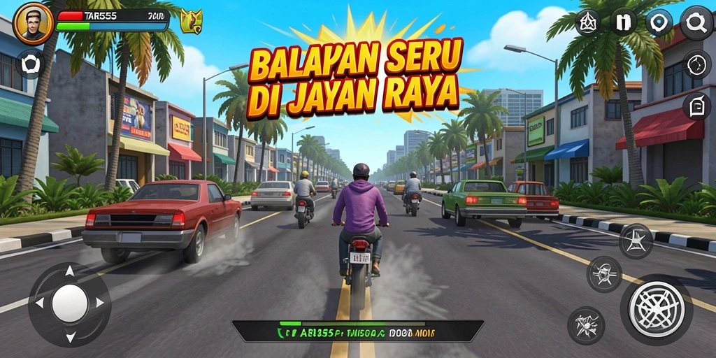 Screenshot TAR555 menunjukkan momen balapan yang intens dan mendebarkan.