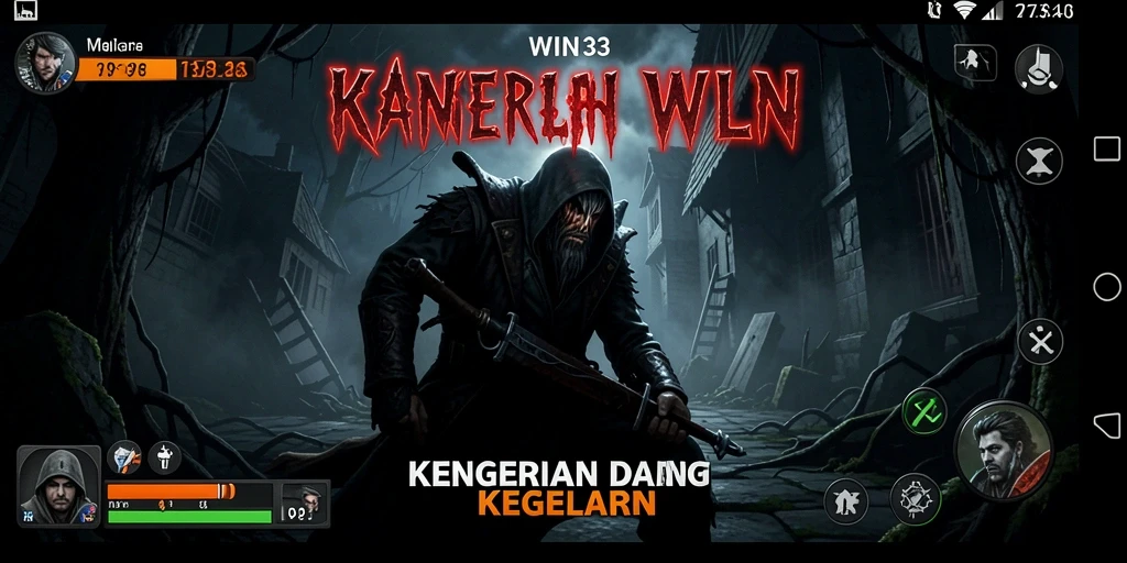 Screenshot gameplay menakutkan dari WIN33 yang memperlihatkan atmosfer Horror.