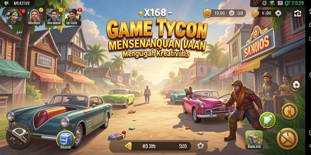 Tampak gameplay X168 yang menampilkan strategi pengelolaan bisnis yang menantang.